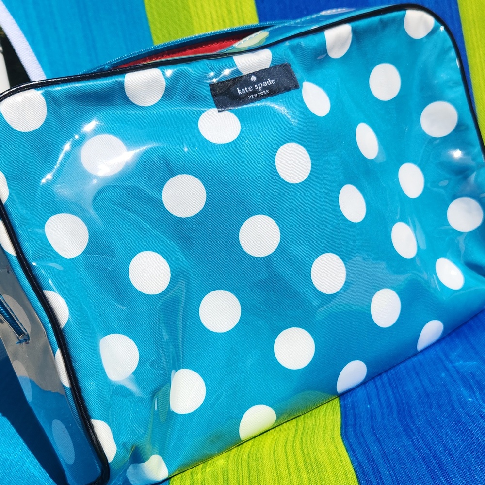 ✨️kate Spade Teal Blue Polka Dot Cosmetic Pouch